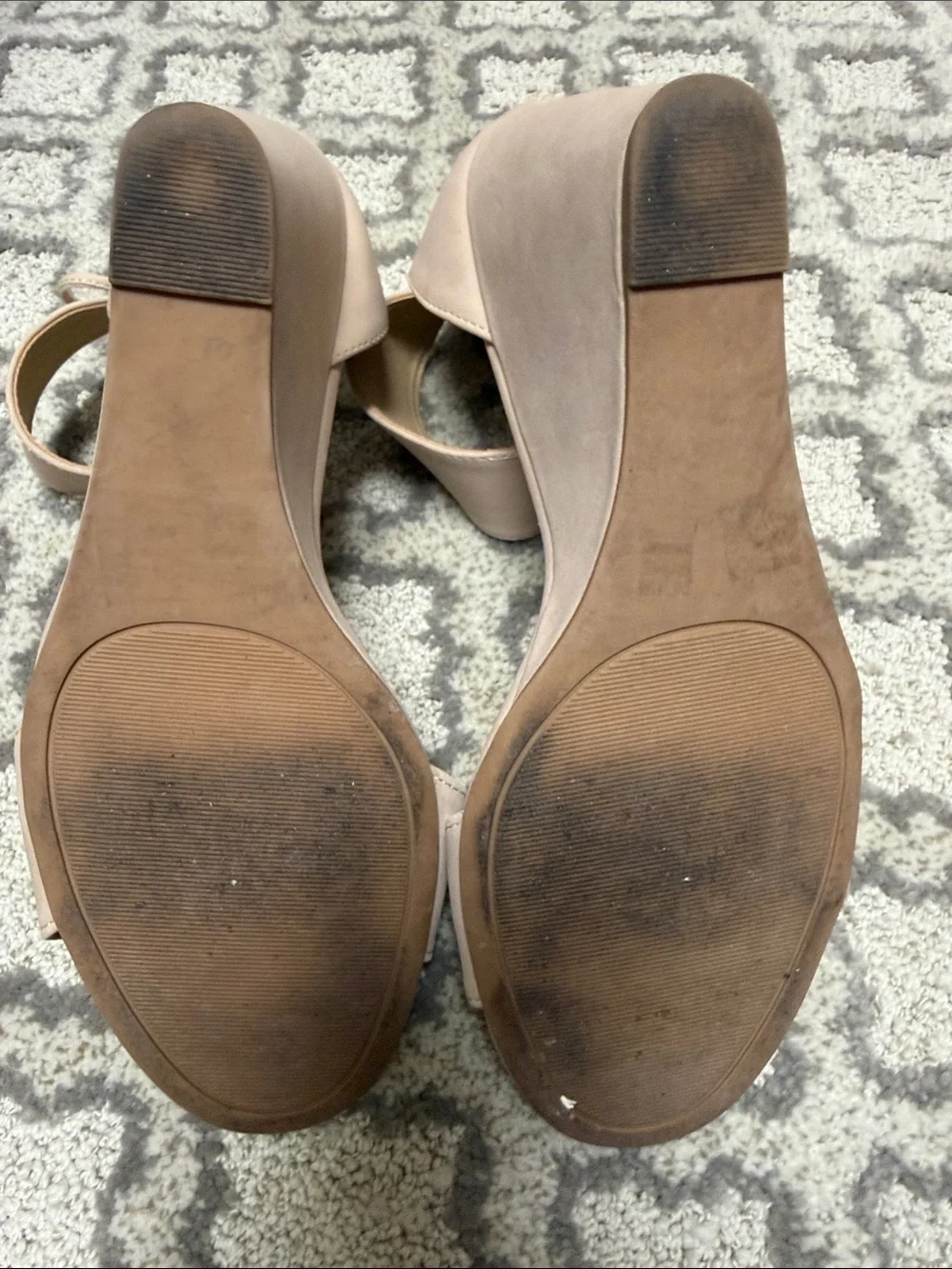 Chinese Laundry Nude Blush Wedge Sandals with Ankle Tie